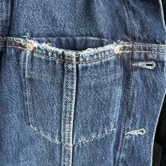 Paige Rowan Jacket Shearling Collar Dark Denim Jacket Jamee Distressed -Small - Picture 7 of 13